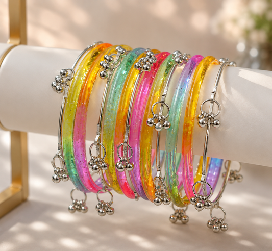Jelly Glass Bangles(Pack Of 12 Bangles)